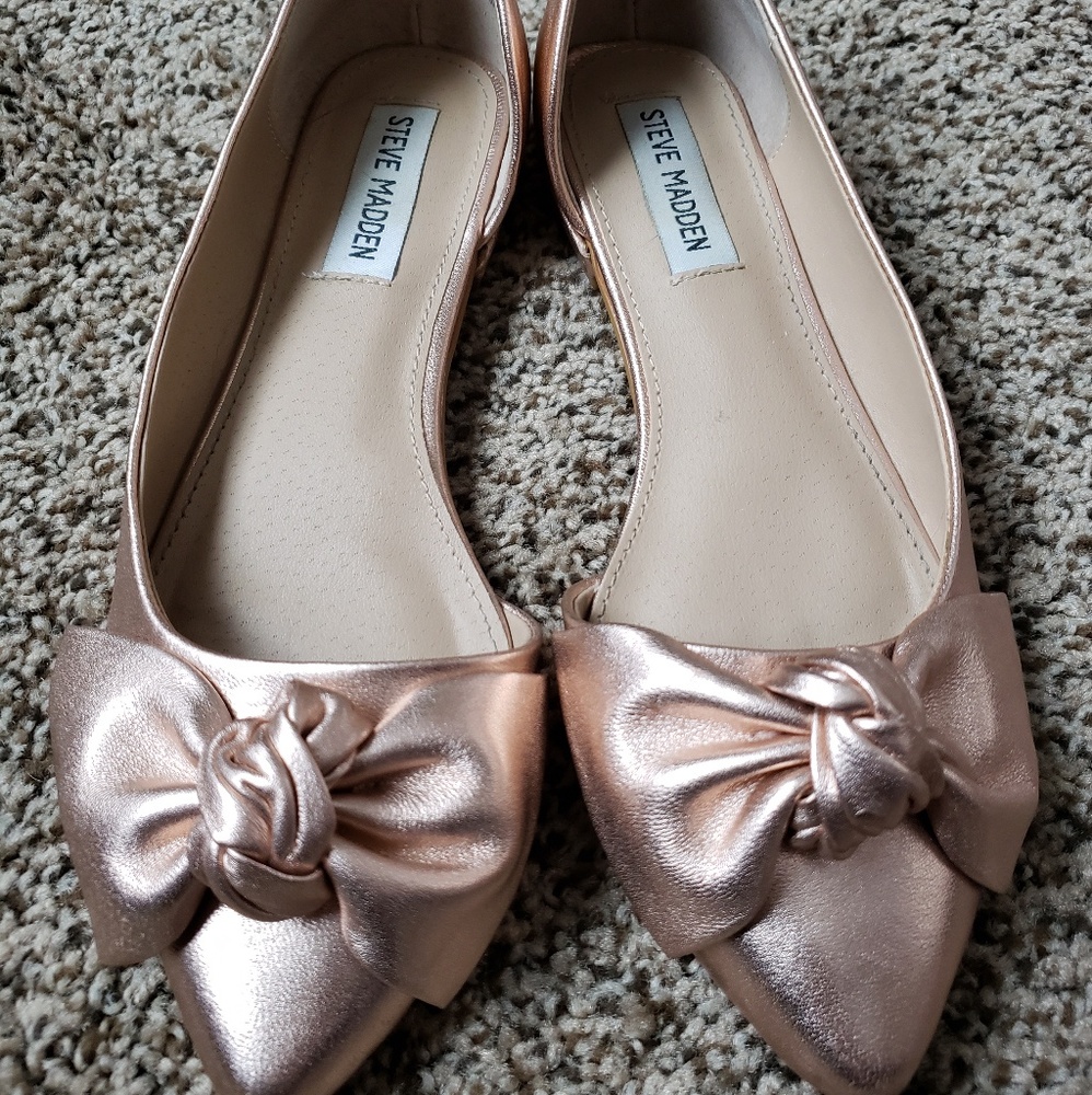 Steve Madden Edina d'Orsay Bow Flats Rose Gold